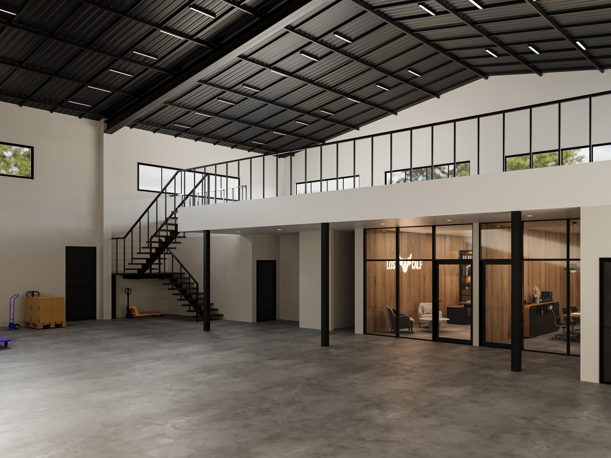 Lost Calf Warehouse renovation rendering, converted commercial interior