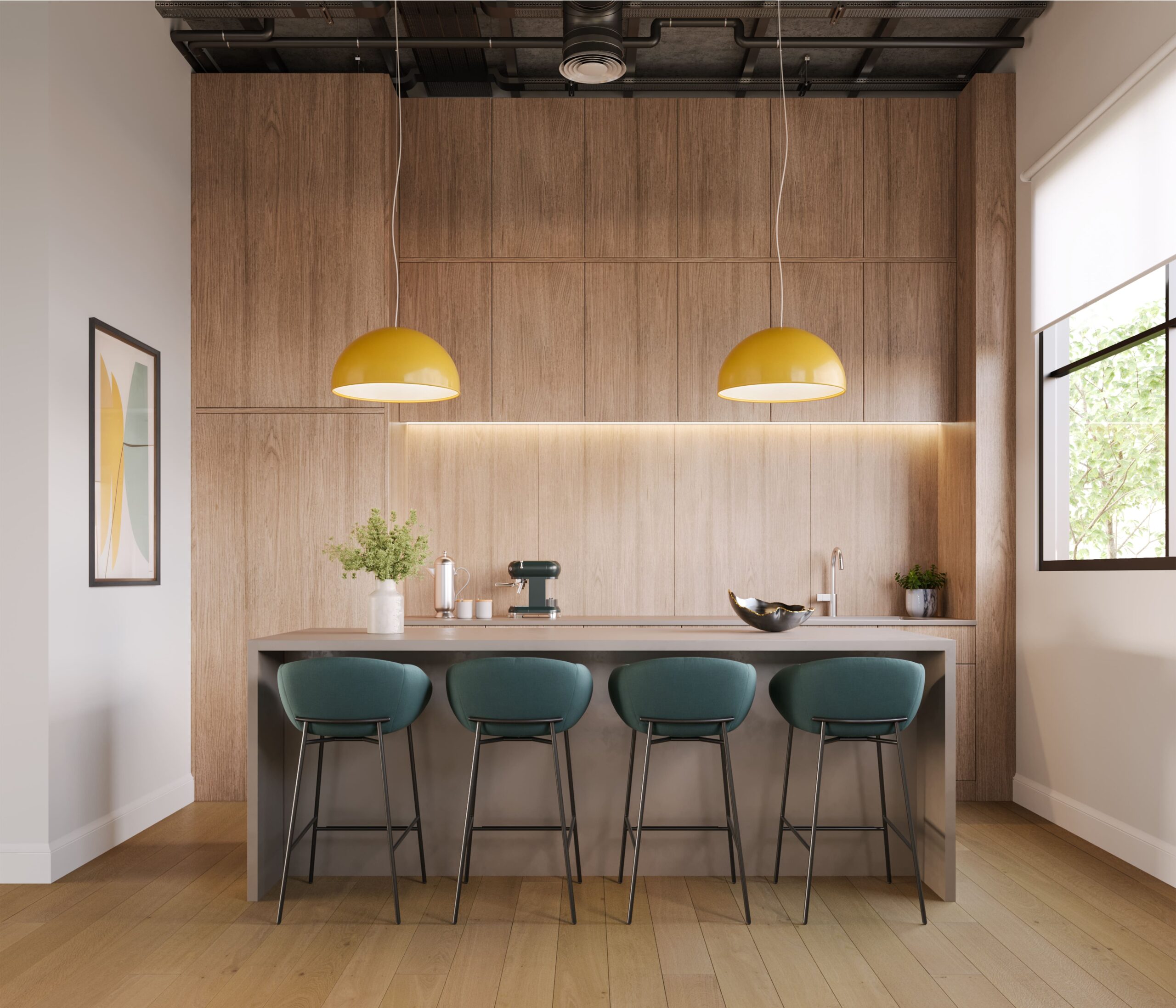3315 Mercer shared kitchen interior rendering