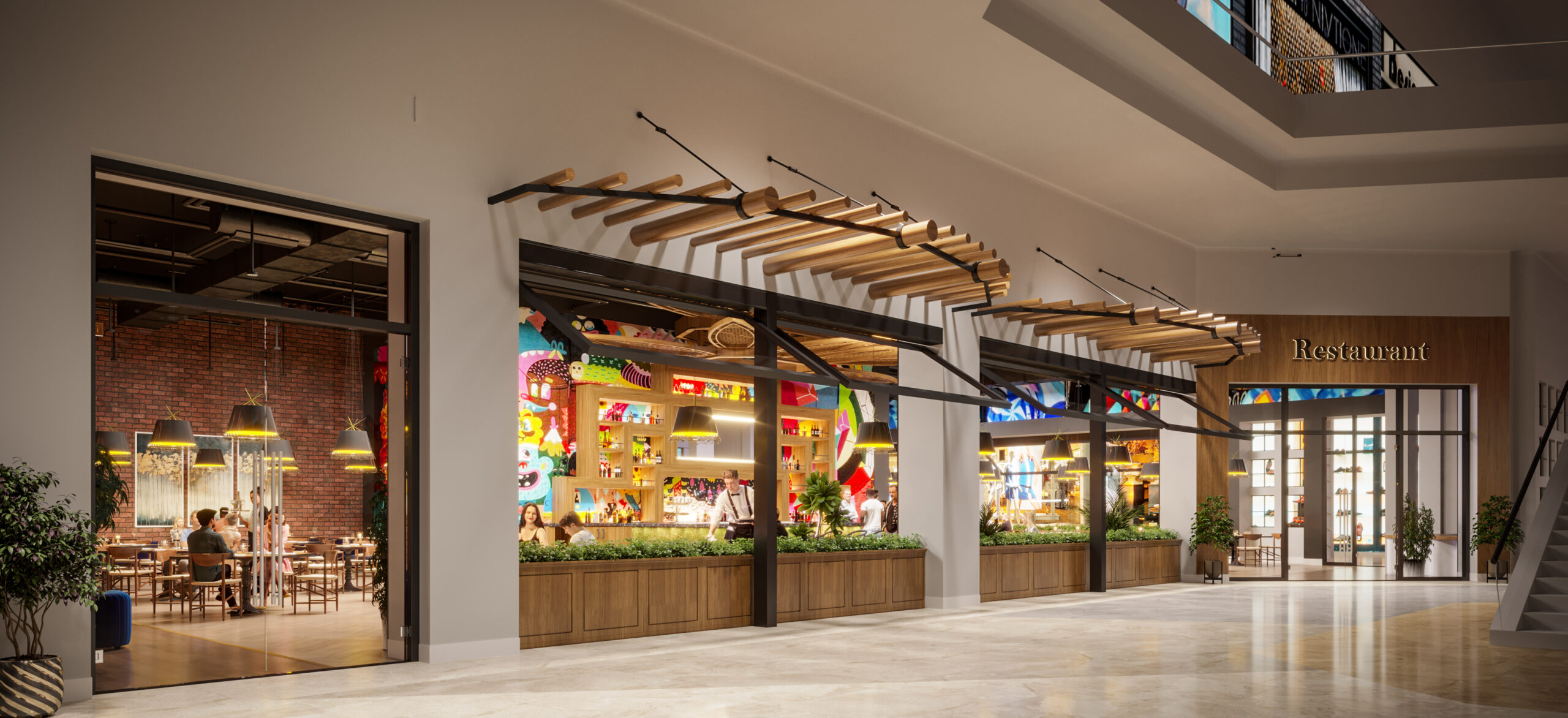 Ingram Park Mall restaurant interior rendering, San Antonio TX