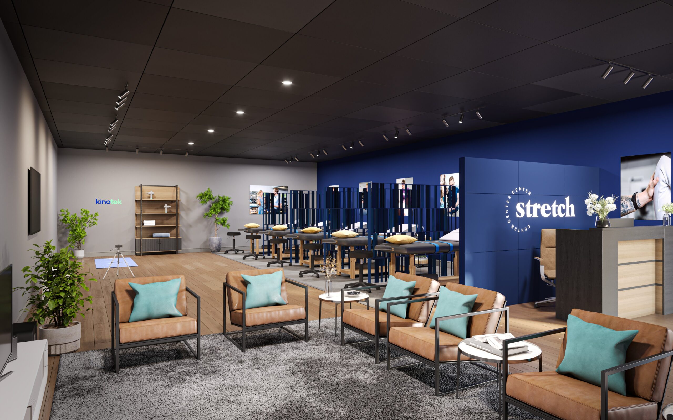 Stretch Center 1,250 SF full studio layout rendering, Texas